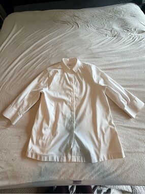 Chico’s Stretch Tunic White Button-Up Shirt Dress - Chico’s Size 3